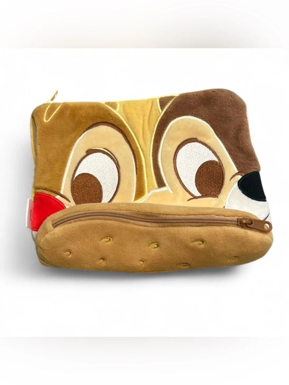 Disney Chip 'n Dale Plush Pouch Case Toast Sandwich Double Sided Face Zippered